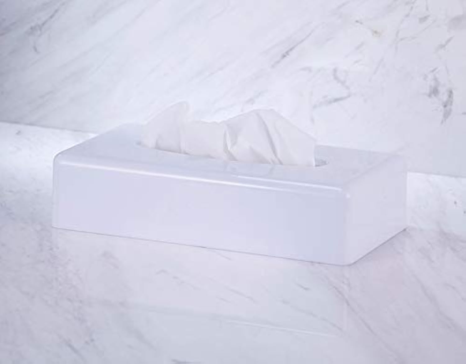 VINN DUNN White ABS Plastic Rectangular Tissue Box Dispenser Holder