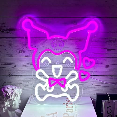PILOYINDE Kuromi Anime Neon Sign | Purple LED Wall Light for Bedroom Decor