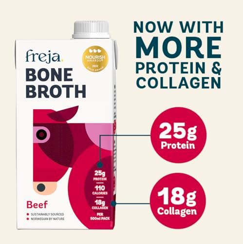 Freja Grass-Fed Beef Bone Broth | Collagen & Protein | 6 x 500ml Cartons