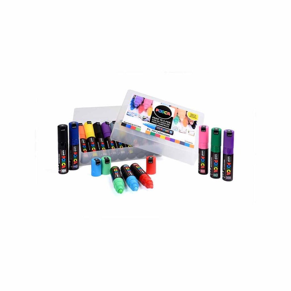 Posca PC-7M Paint Markers | Broad Bullet Tip | Multi-Surface | Set of 15
