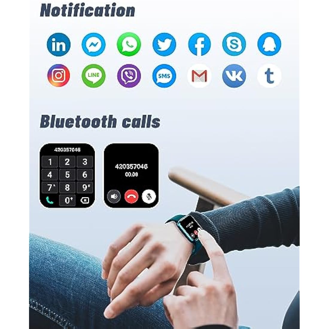 GRV Smart Watch with Bluetooth Calling | IP68 Fitness Tracker for Men Women