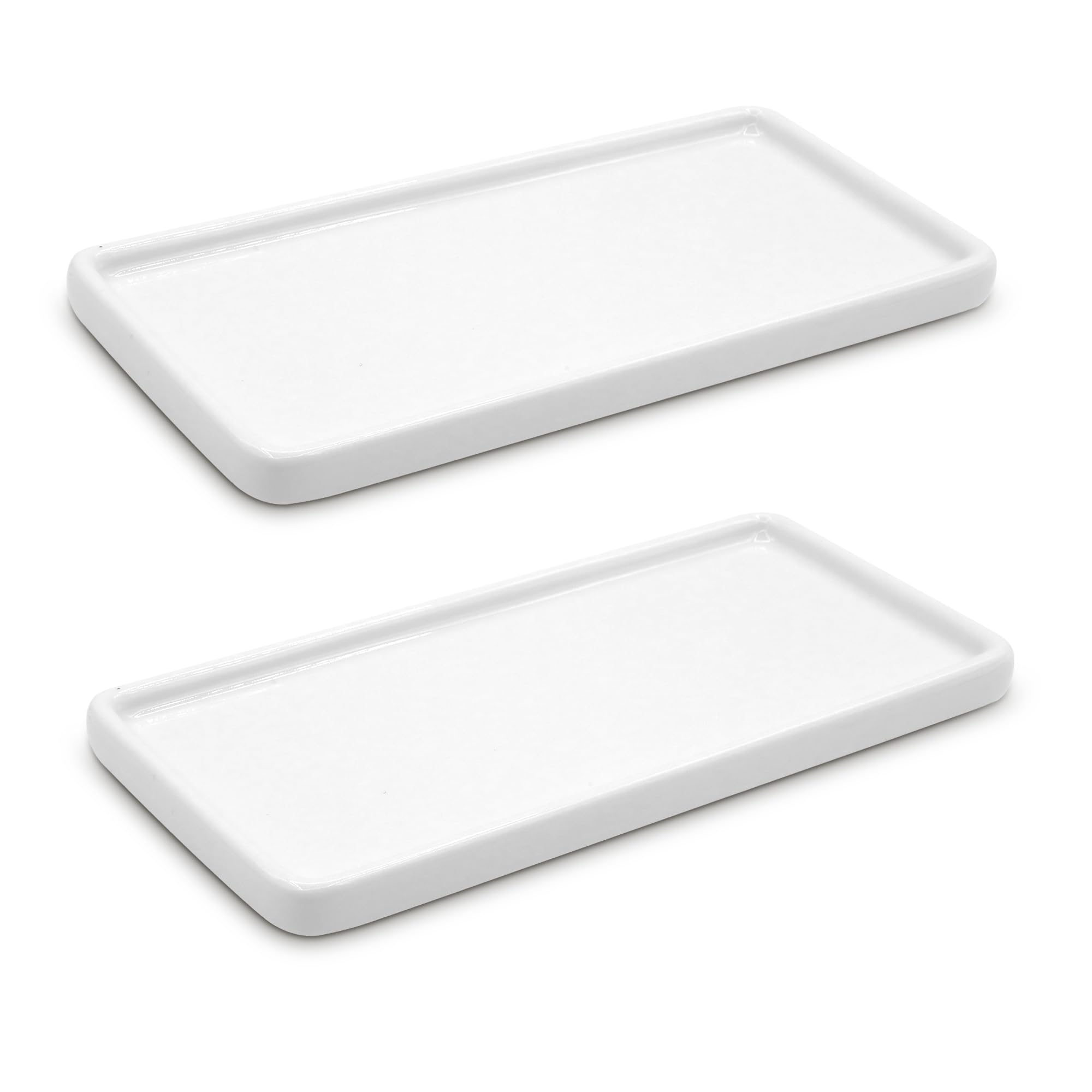 LoeJan Ceramic Bathroom Tray – 6" Small Vanity Organizer Dish for Counter