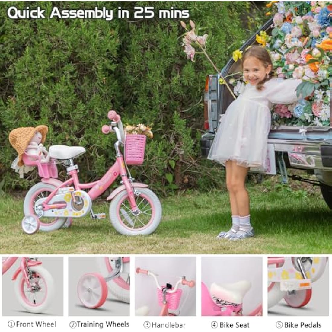 Glerc Maggie 12 Inch Girls Bicycle with Doll Seat and Basket