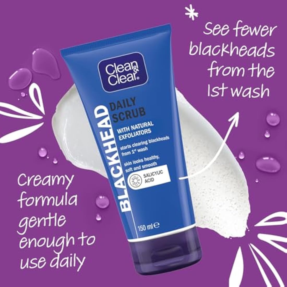Clean & Clear Blackhead Clearing Daily Scrub | Oil-Free Exfoliator, 150ml