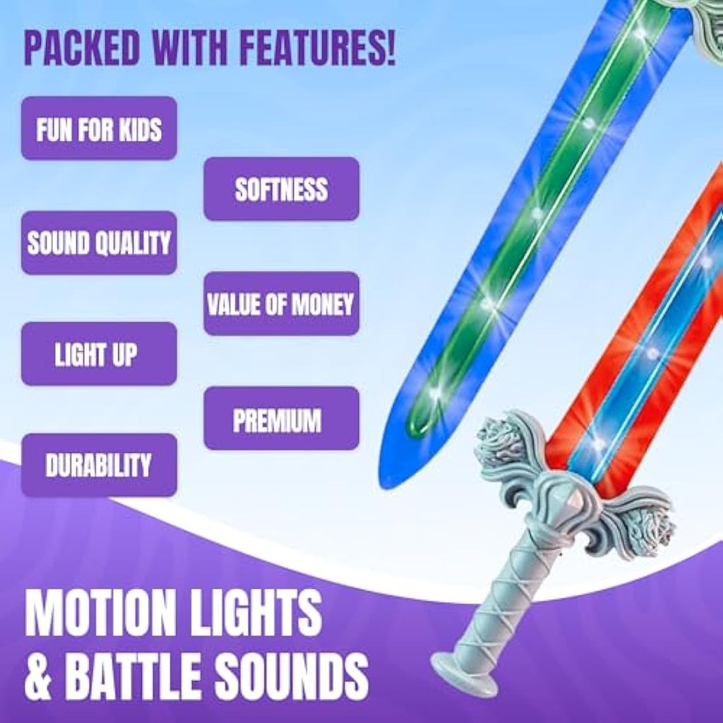 Geospace GeoSword LED Motion Activated Toy Sword 2-Pack – Blue & Red