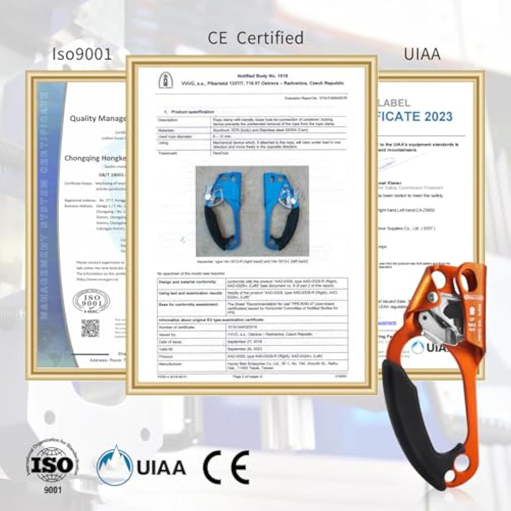 NewDoar Hand Ascender | UIAA Certified Rock Climbing Rope Clamp 8-13mm