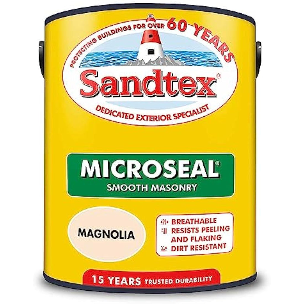 Sandtex Ultra Smooth Masonry Paint - 5L Magnolia Waterproof Exterior