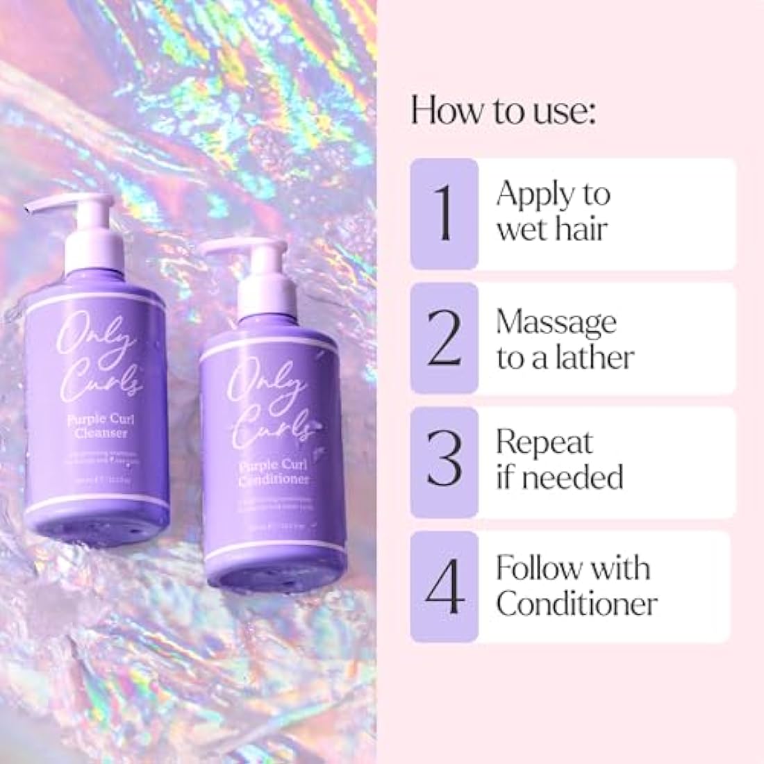 Only Curls Purple Curl Cleansing Bundle – Blonde Hair Shampoo & Conditioner