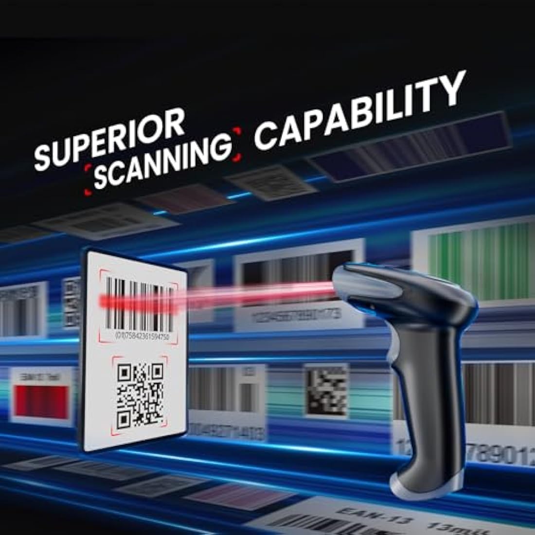 Eyoyo 2D Bluetooth Barcode Scanner | 2500mAh Wireless QR Reader
