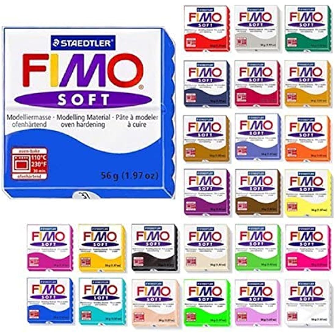 Staedtler Fimo Soft Polymer Clay Starter Pack | 12 Multicolour Blocks