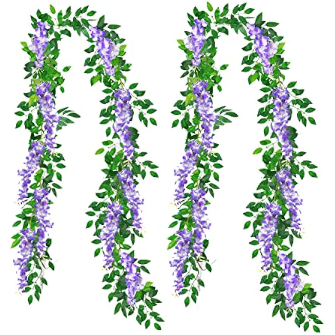 MOTONG Artificial Wisteria Vines – 2 Pcs 7ft Fake Flower Garland (Purple)