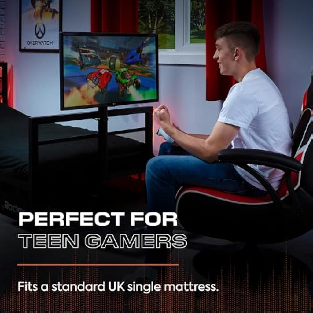 X Rocker Basecamp Single Gaming Bed with Rotating TV Mount - Black Metal