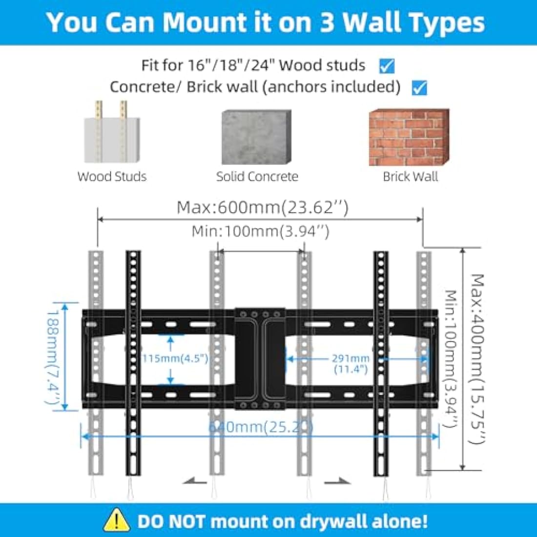 HOME VISION Heavy Duty Tilt TV Wall Mount for 32-85 Inch TVs | VESA 600x400