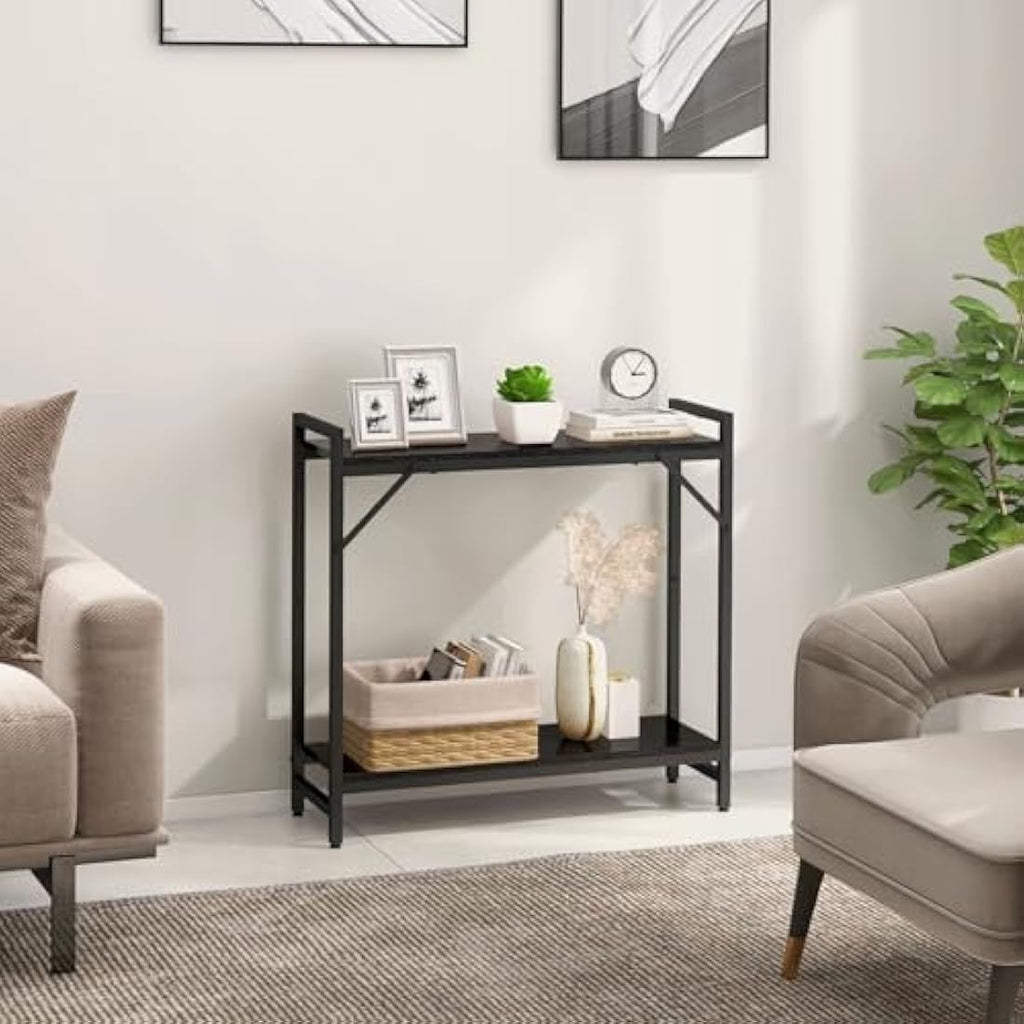 Livofloral Narrow Console Table – 2-Tier Industrial Entryway Table