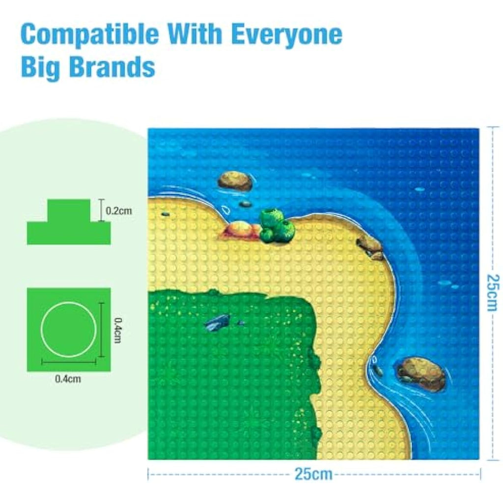 Etarnfly 6 Pack Ocean Island Base Plates - 10x10 Building Block Set