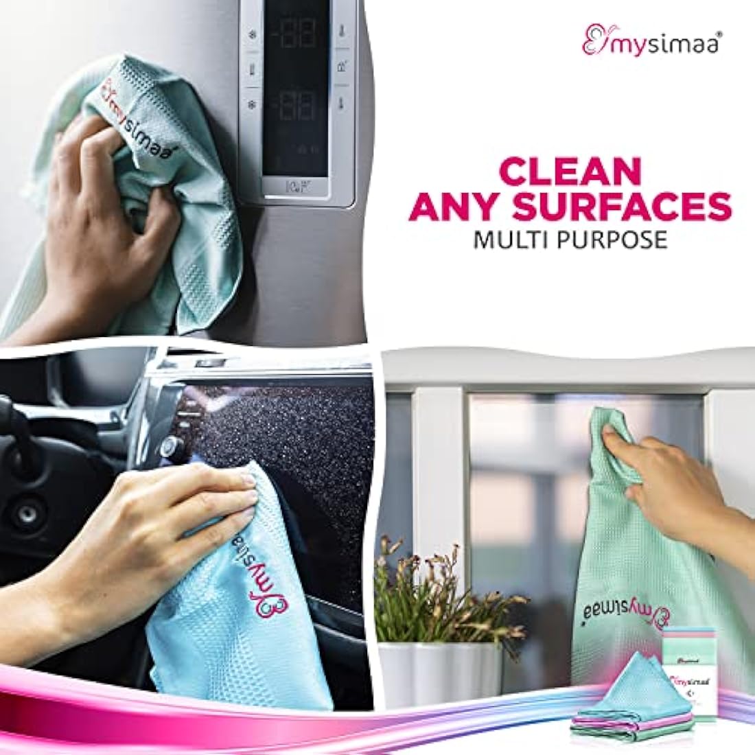 mysimaa Premium Microfiber Cleaning Cloths – 3 Pack, 40x40cm –
