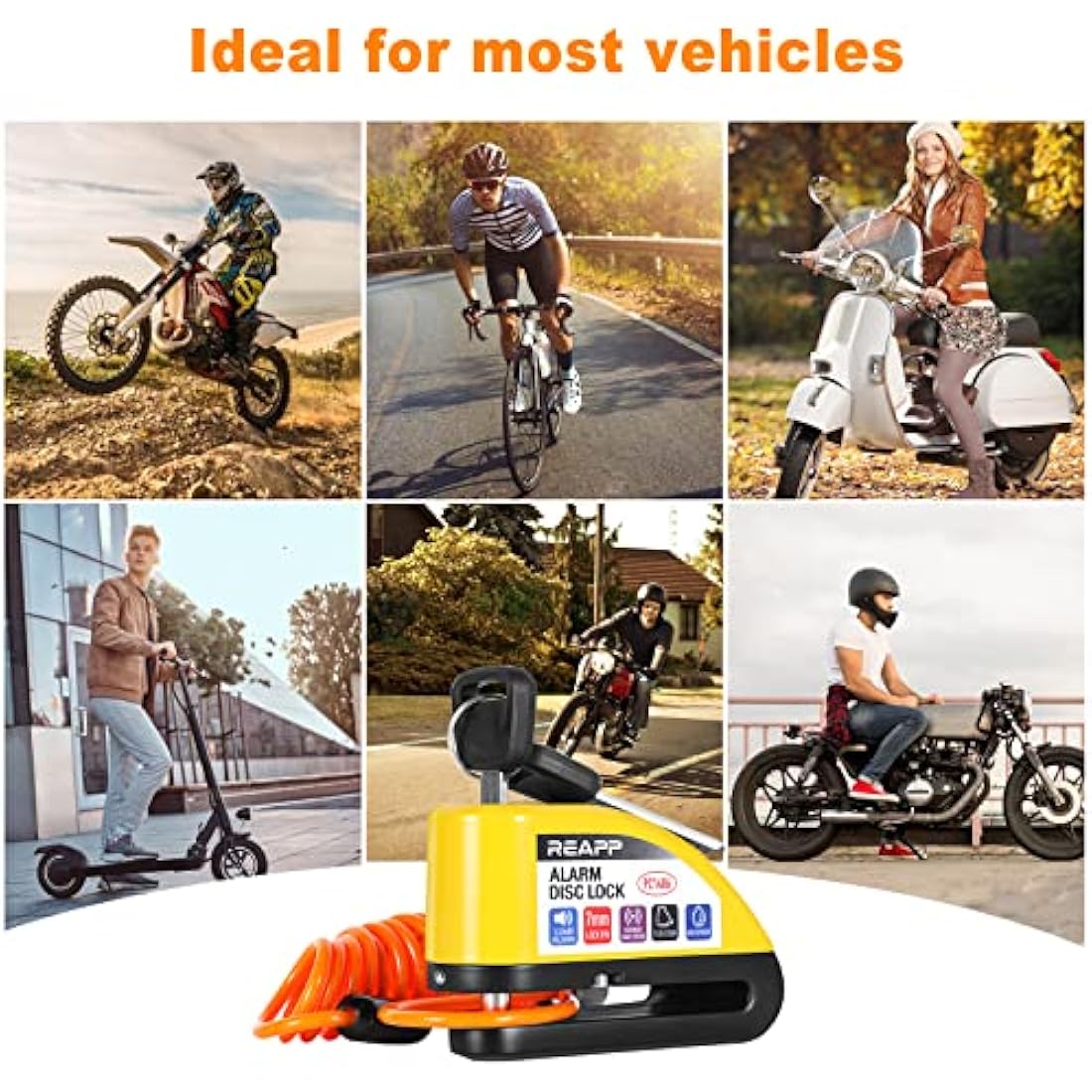 REAPP Alarm Disc Brake Lock – 110dB Anti-Theft Motorcycle Lock