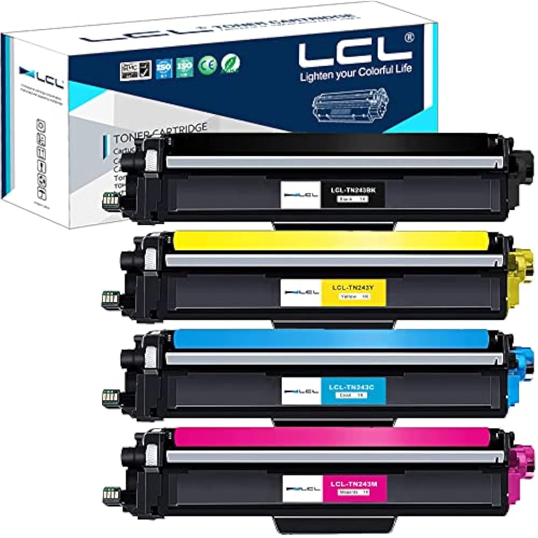 LCL TN243 Toner Cartridge 4-Pack for Brother HL-L3210CW MFC-L3750CDW