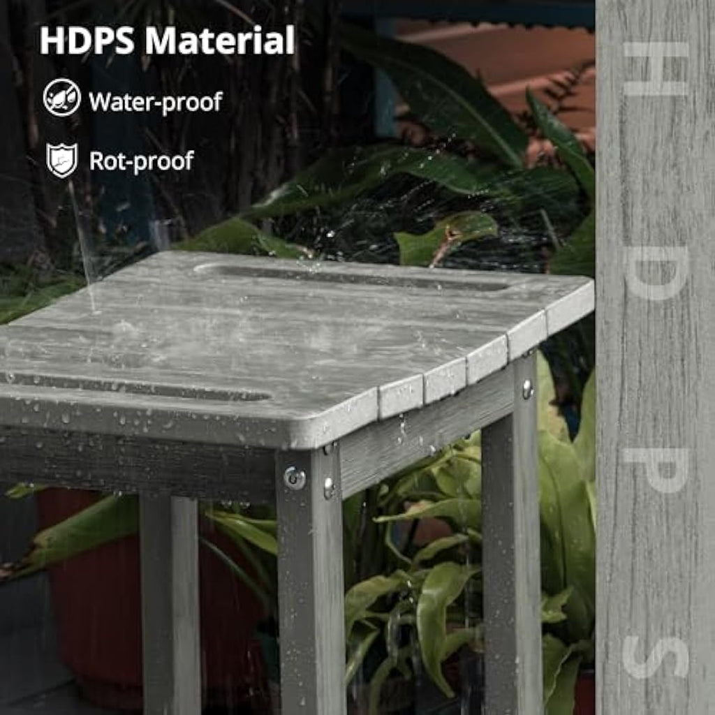 LUE BONA HDPS Shower Bench – Waterproof Bath Stool with Shelf, Grey