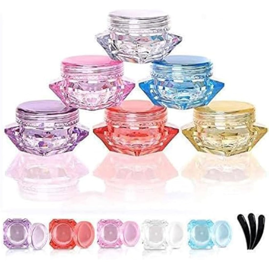 Jolof Store 40-Piece 5ml Diamond Cosmetic Jars with Spatulas - 8 Colors