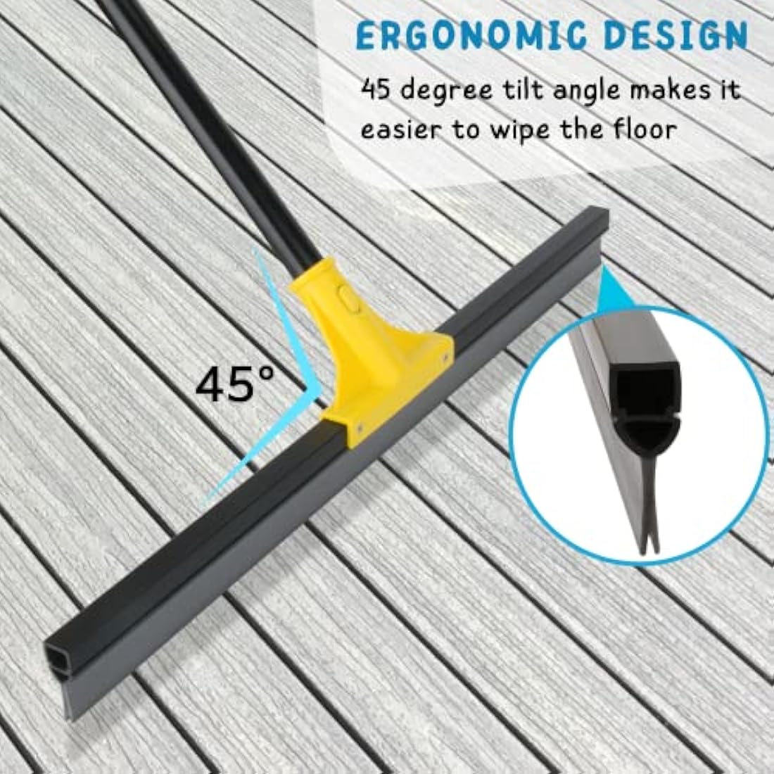 Jolof Store 60cm Floor Squeegee – Heavy Duty Rubber Broom with 160cm Handle