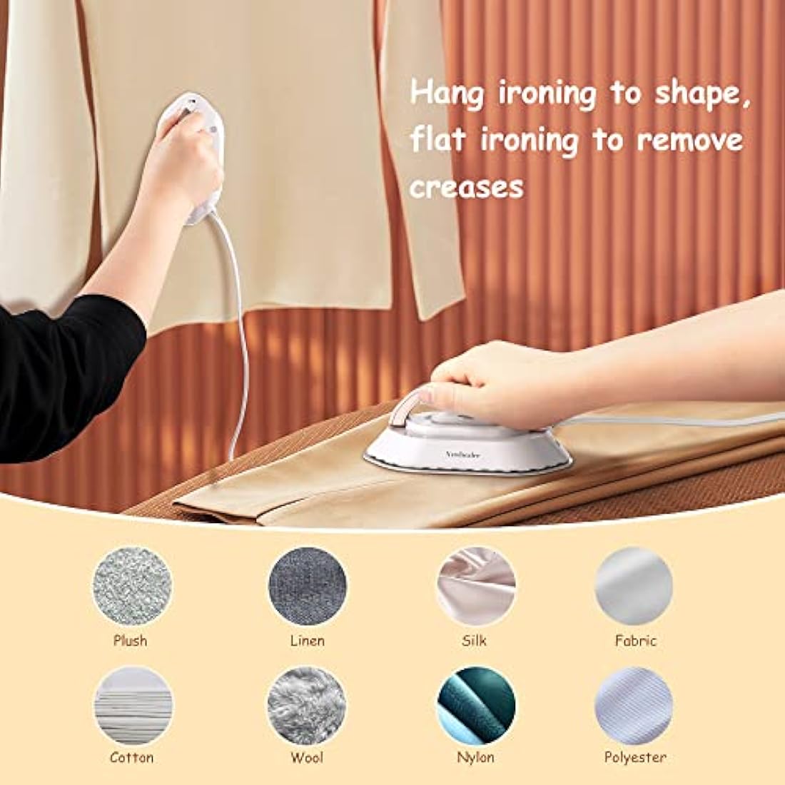 Newbealer Mini Travel Iron – Dual Voltage Compact Iron for Sewing, Gold