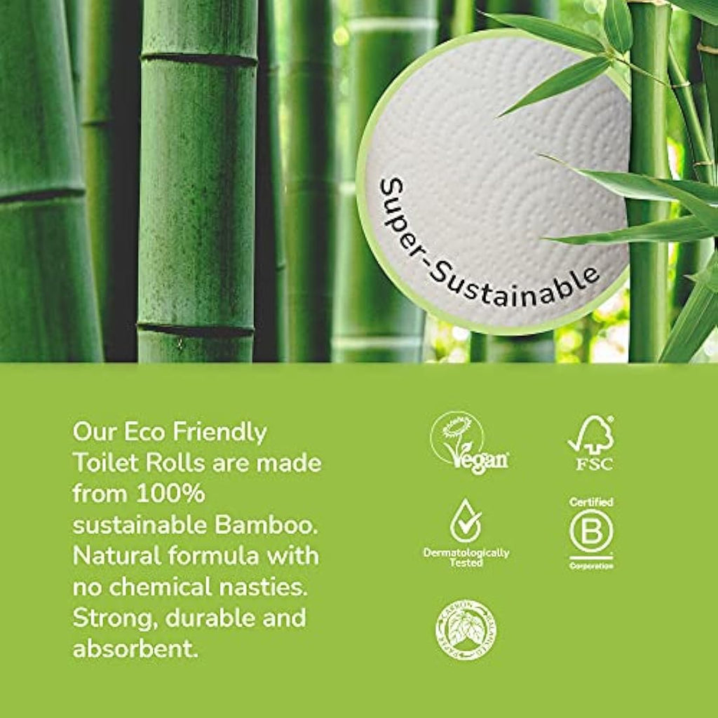 The Cheeky Panda Bamboo Toilet Paper | 45 Rolls | 3-Ply Plastic Free