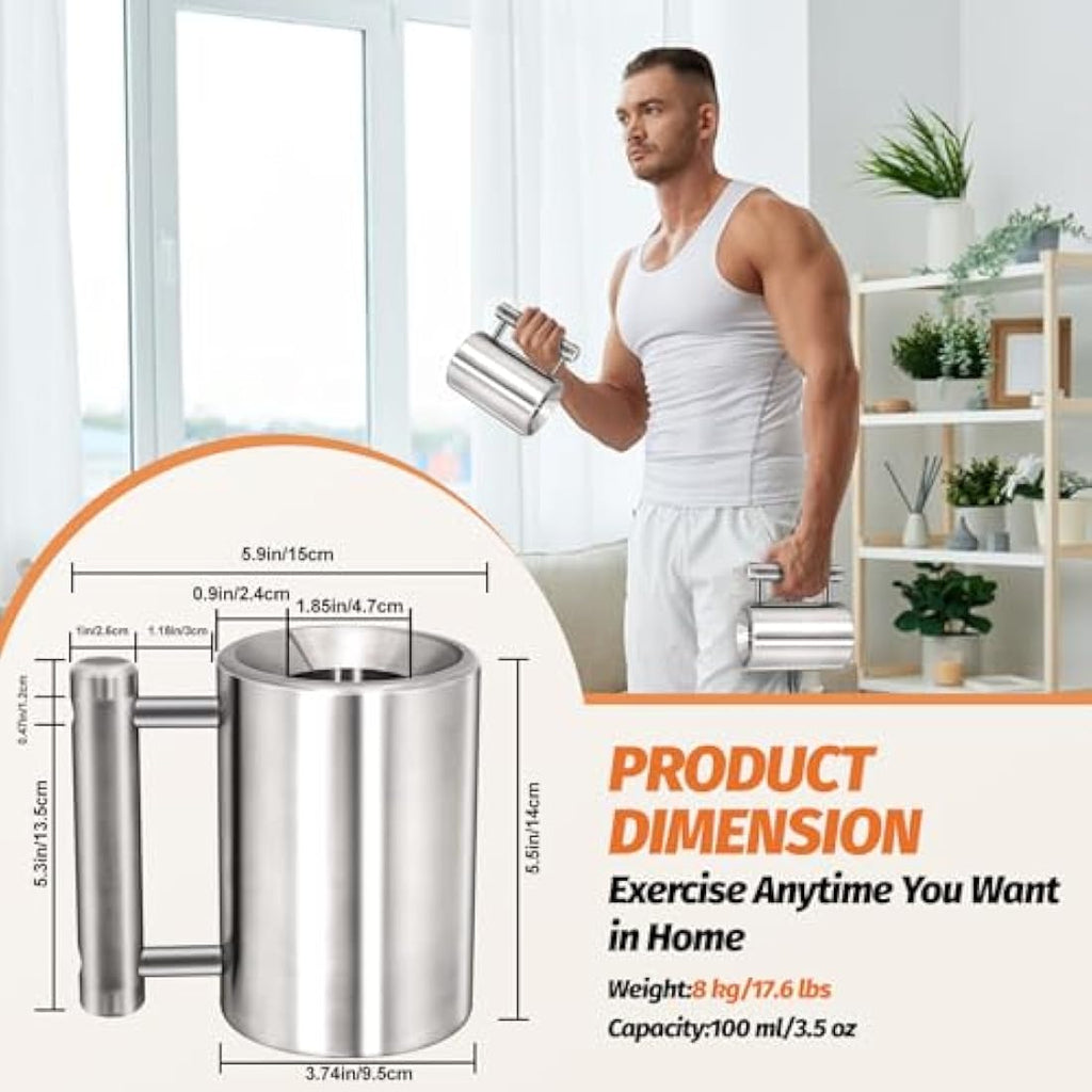 DITOSH 8kg Heavy Coffee Mug – 304 Stainless Steel Dumbbell Cup for Fitness