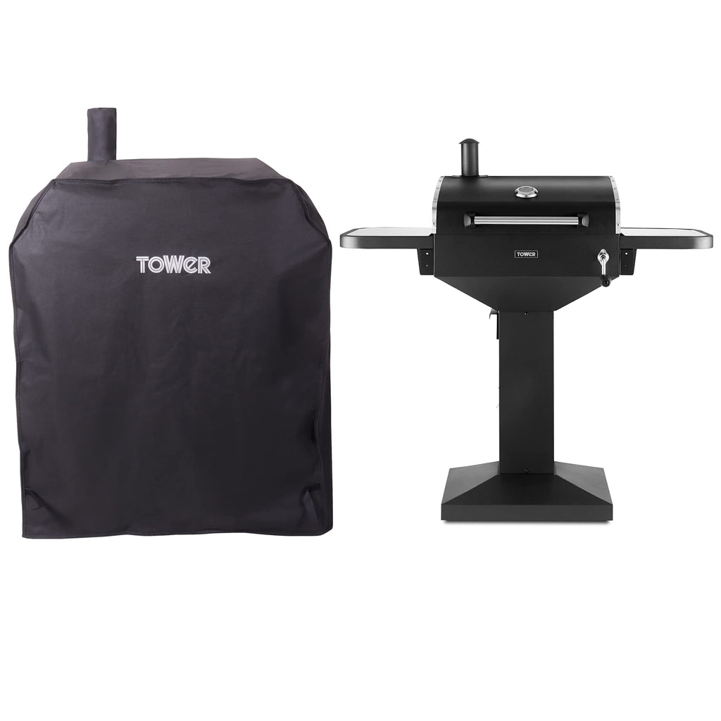 Tower Ignite Solo BBQ Grill Cover | Waterproof Pedestal BBQ Cover - Black