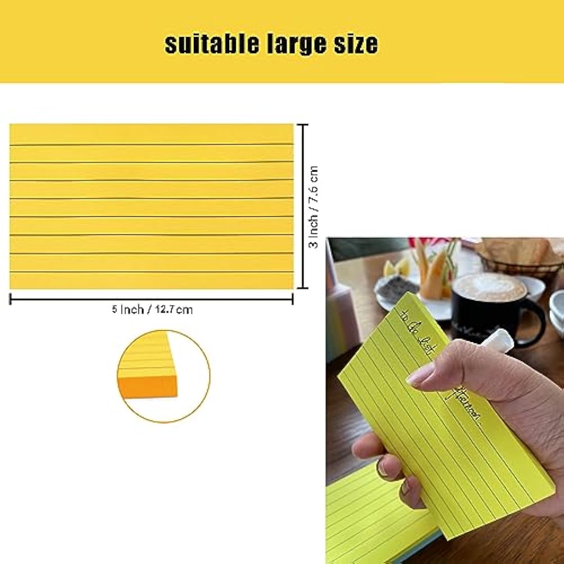 Jolof Store Lined Sticky Notes | 3x5 Large Ruled Neon Pads, 6 Colors