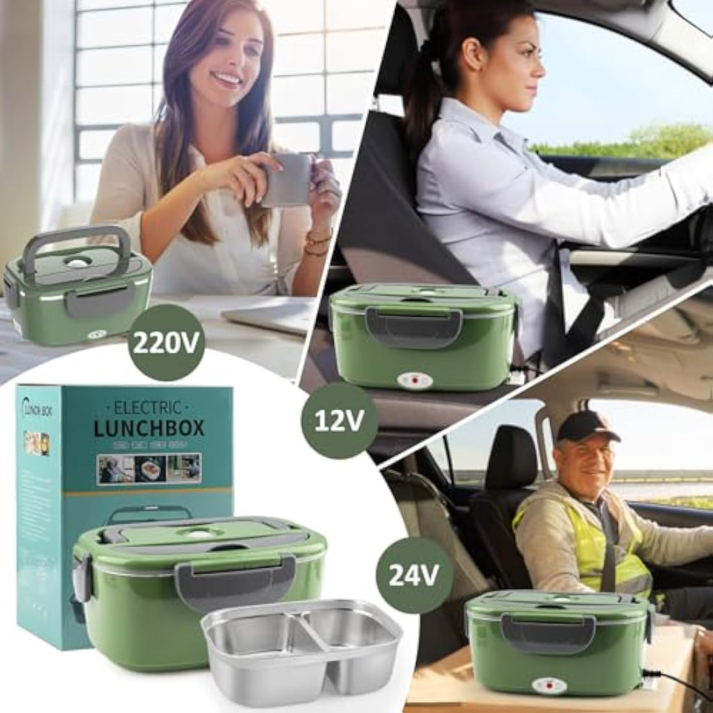 BYbrutek 100W Electric Lunch Box – 1.5L Stainless Steel Food Warmer