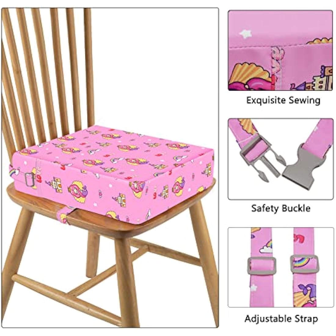 Baby Booster Seat for Dining Table – Non-Slip Pink Cushion