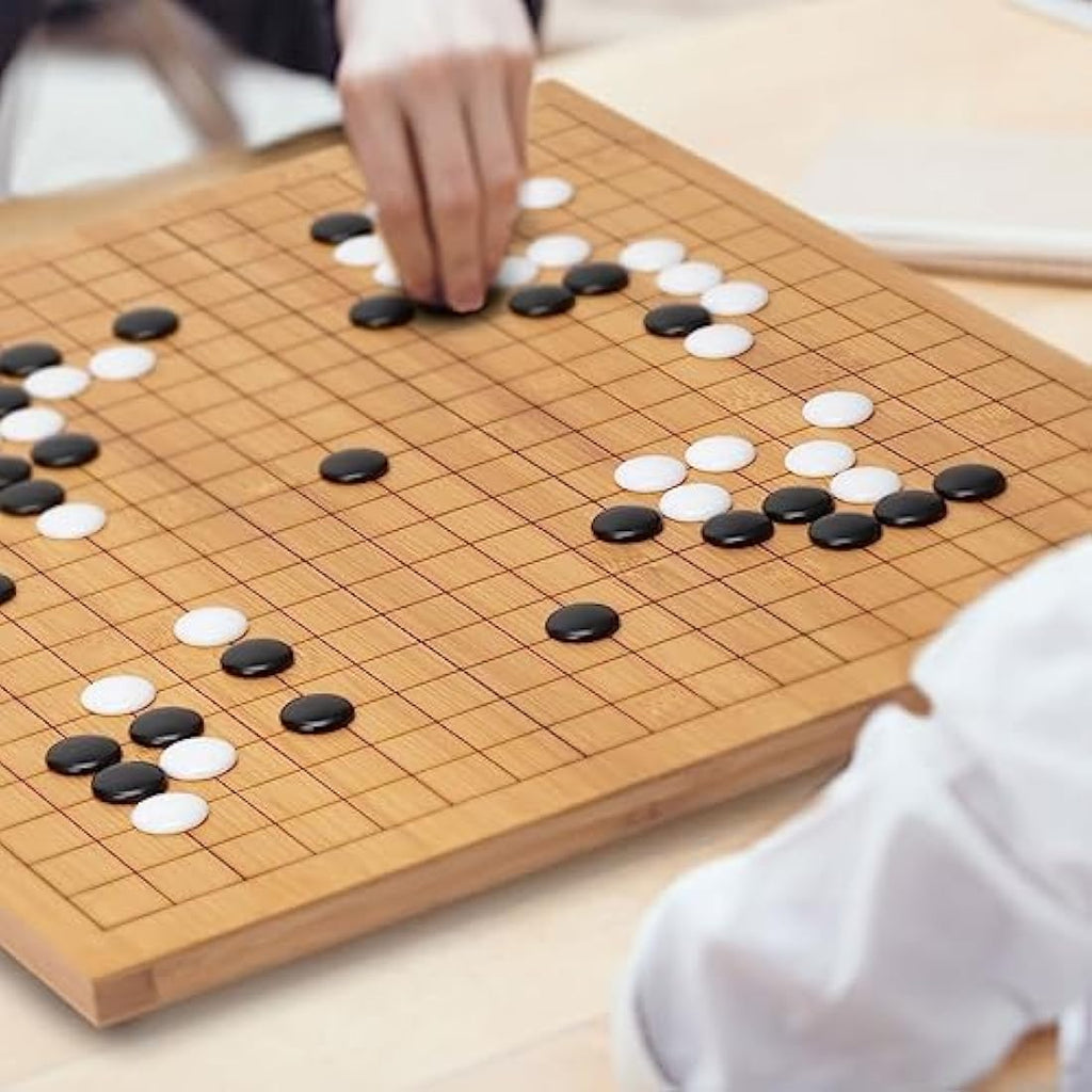 Bamboo Go Game Set - 19x19 Reversible Board & Melamine Stones