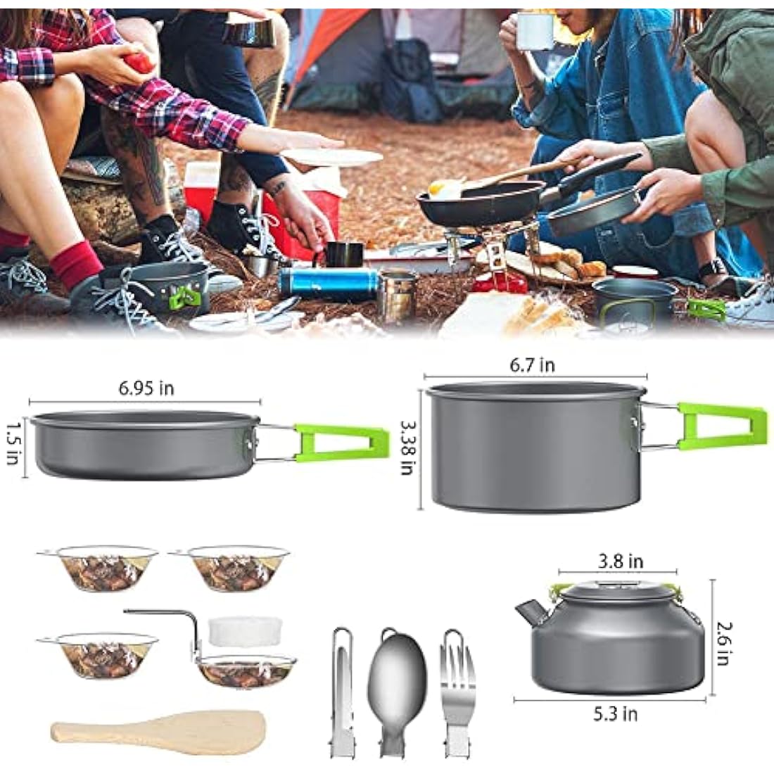 aiGear 15-Piece Camping Cookware Set | Lightweight Aluminum Mess Kit