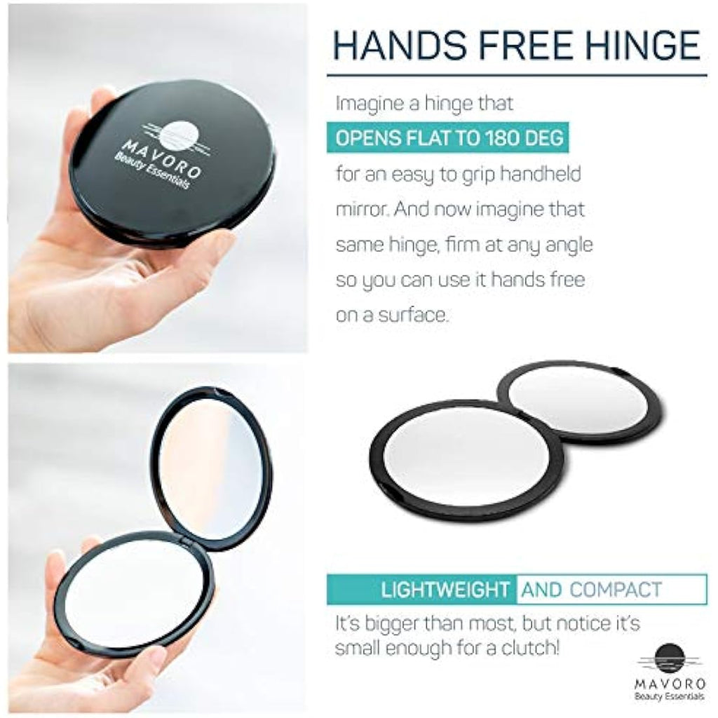 Mavoro 10x Magnifying Compact Mirror – 4 Inch Double Sided Travel Mirror