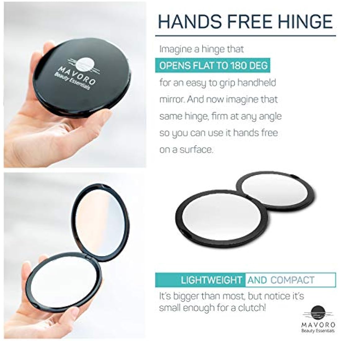 Mavoro 10x Magnifying Compact Mirror – 4 Inch Double Sided Travel Mirror