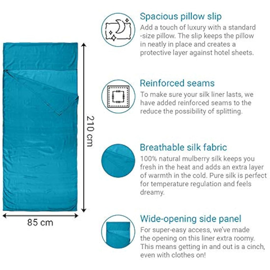 Nod-Pod 100% Pure Mulberry Silk Sleeping Bag Liner | Ultralight 110g