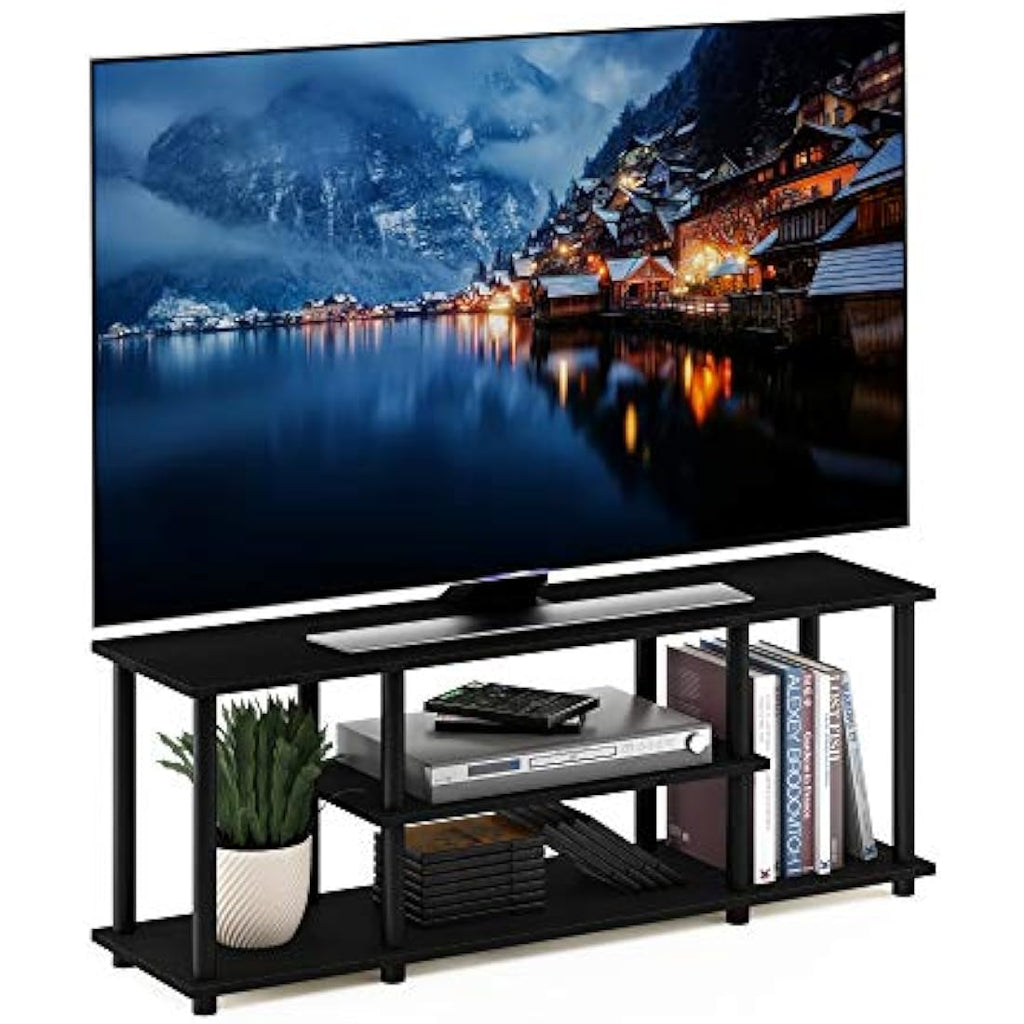 Furinno Turn-N-Tube 3-Tier TV Stand for 50-Inch TV, Walnut/Black