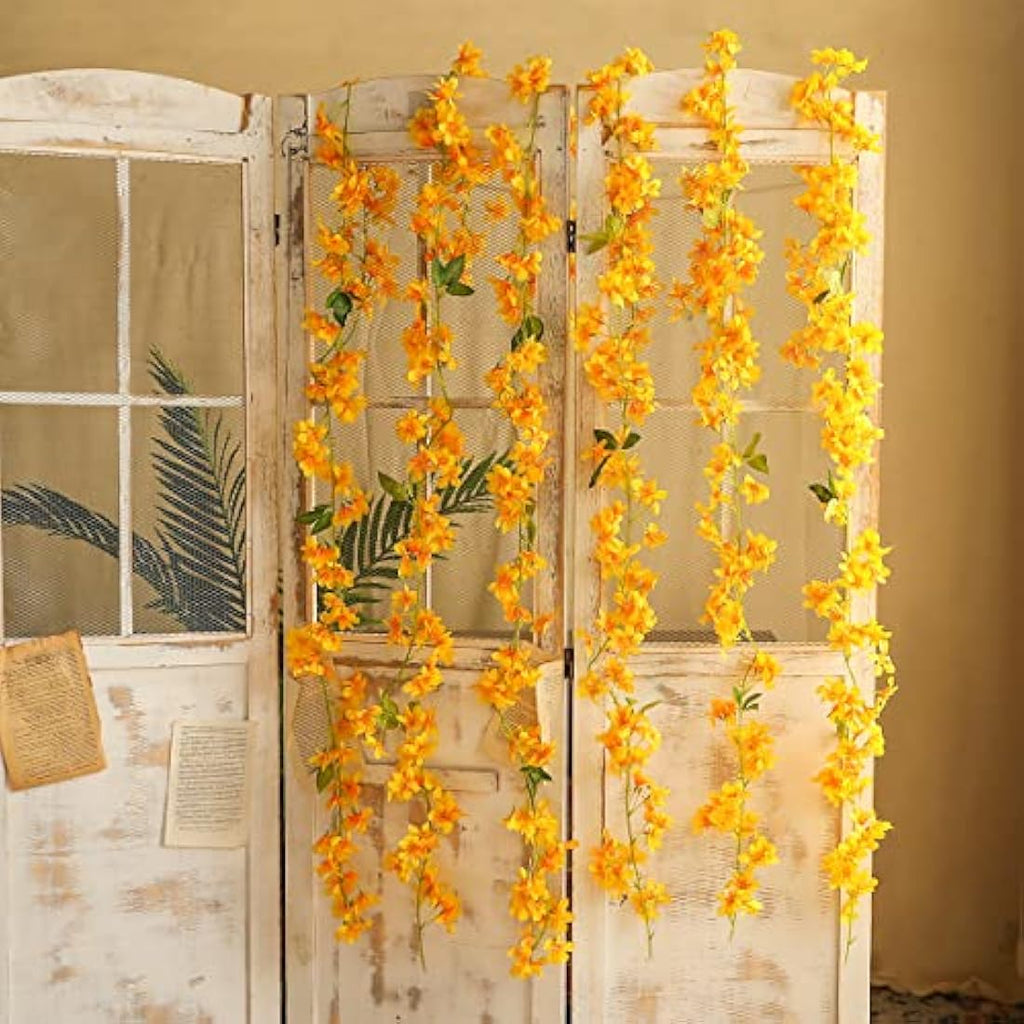 2-Pack Artificial Cherry Blossom Silk Hanging Vines – Yellow