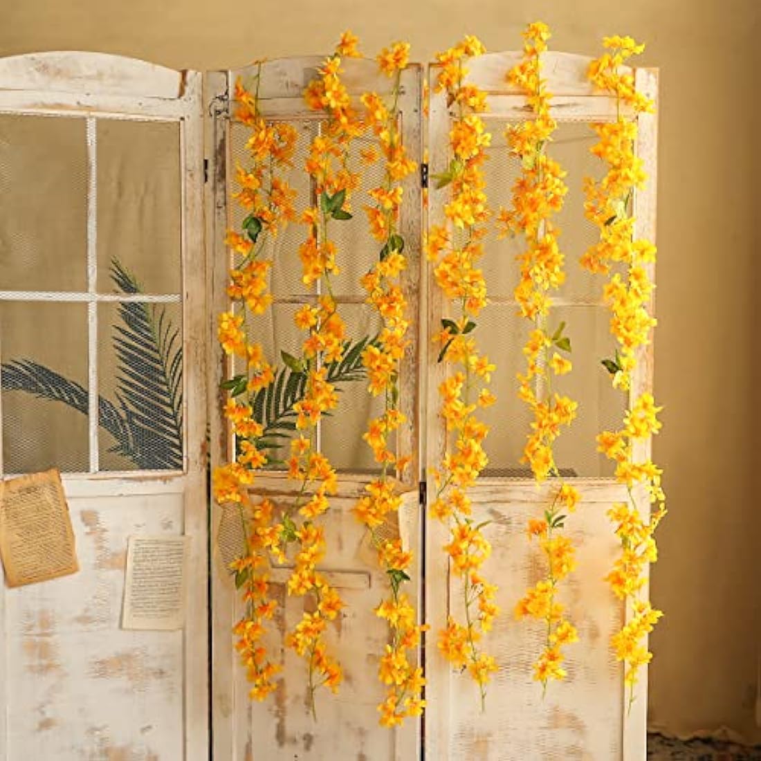 2-Pack Artificial Cherry Blossom Silk Hanging Vines – Yellow