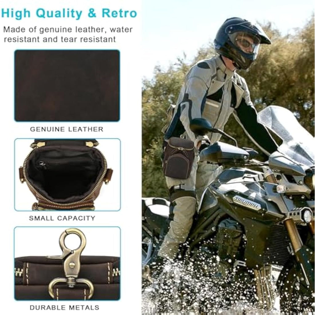 Jolof Store Mens Genuine Leather Waist Bag - Small Crossbody Leg Pouch