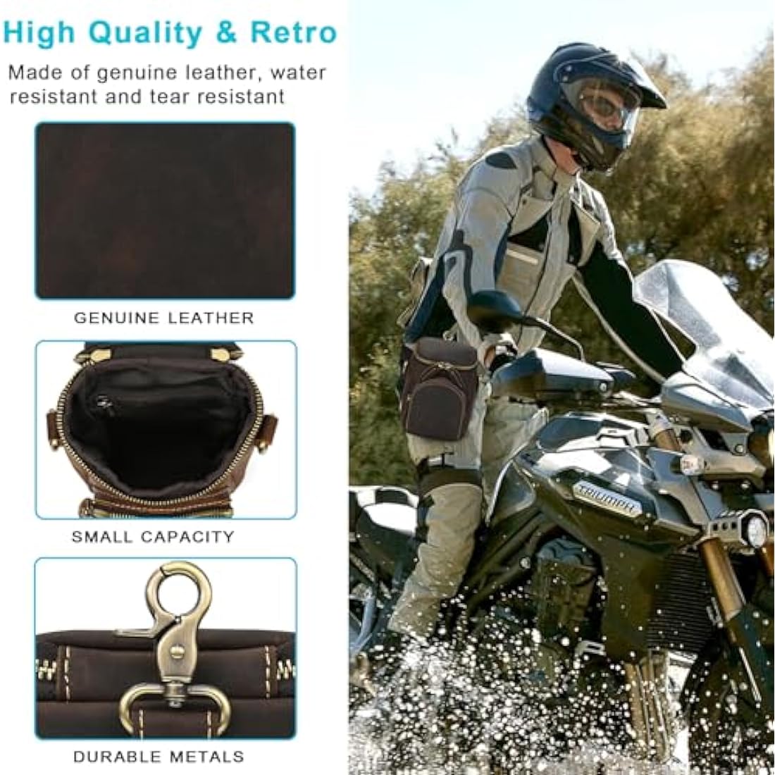 Jolof Store Mens Genuine Leather Waist Bag - Small Crossbody Leg Pouch