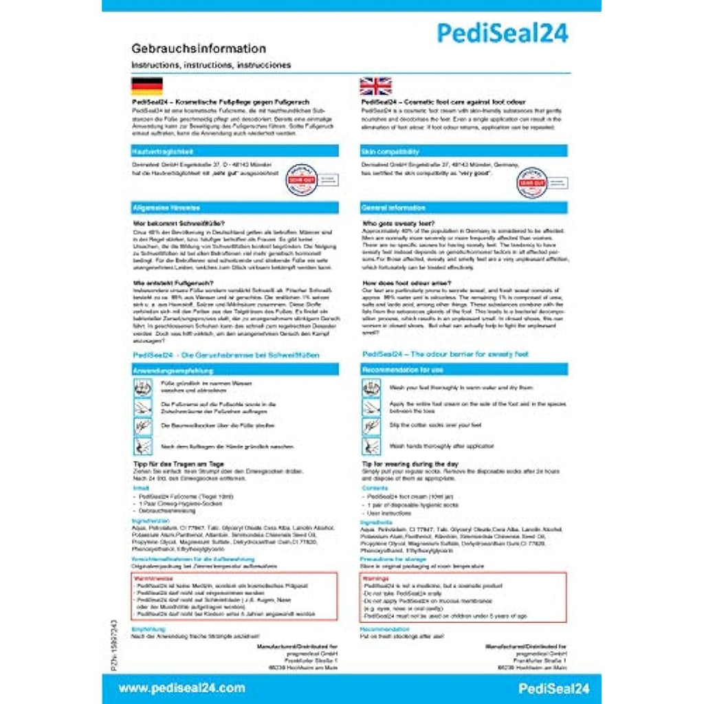 PediSeal24 Foot Cream Deodorant – Long-Term Odor Control with Socks