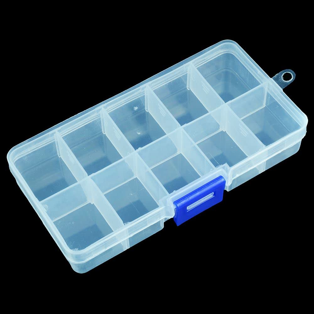 10 Compartment Transparent Small Storage Box 7 x 13 x 2.5cm Perfect for Electronic Components Jewellery Arts Crafts Beads Organiser - image 2