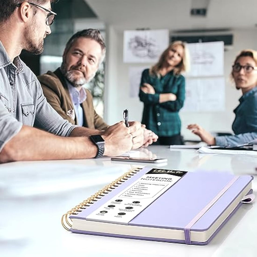 WEMATE Meeting Notebook – B5 PU Leather Business Planner, Light Purple