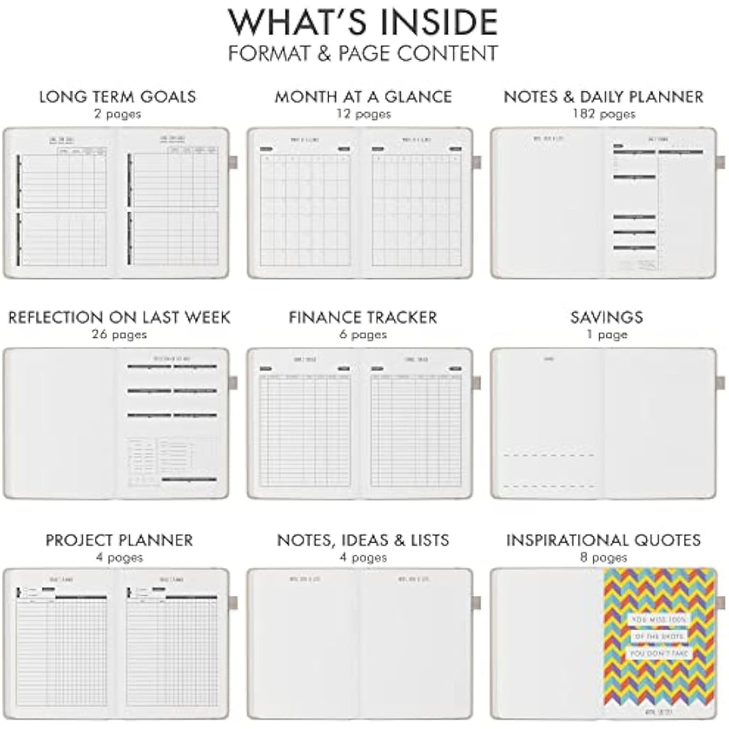 LUX Productivity Classic Undated Weekly Planner – Duck Egg Blue PU Leather