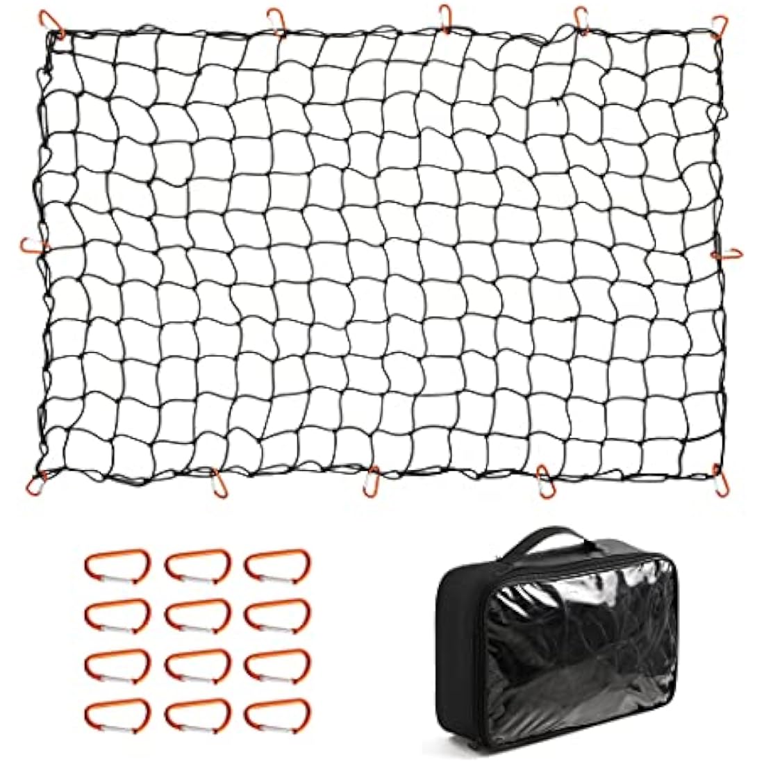 CZC AUTO Heavy Duty Bungee Cargo Net for Truck Bed - 122x183cm with 12 Clips