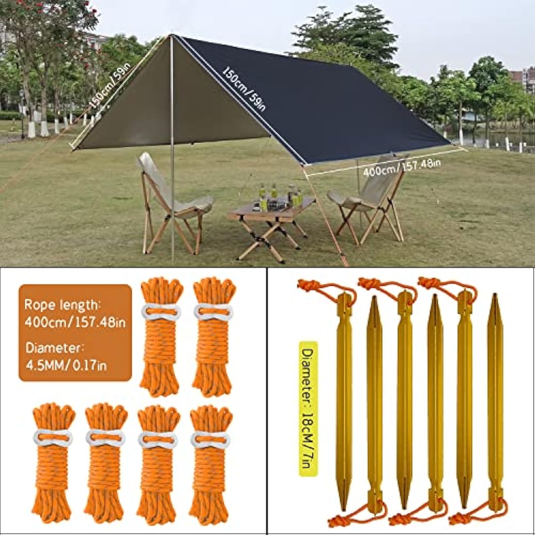 Jolof Store 3x4m Waterproof Camping Tarp – UV Protection Hammock Rain Fly