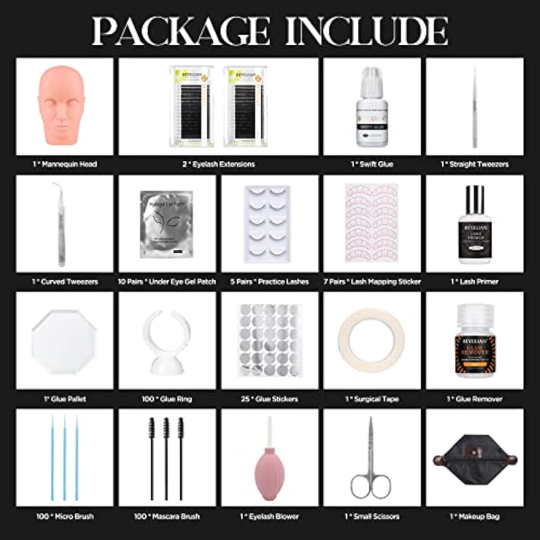 BEYELIAN Eyelash Extension Kit | Professional Lash Training Mannequin Set
