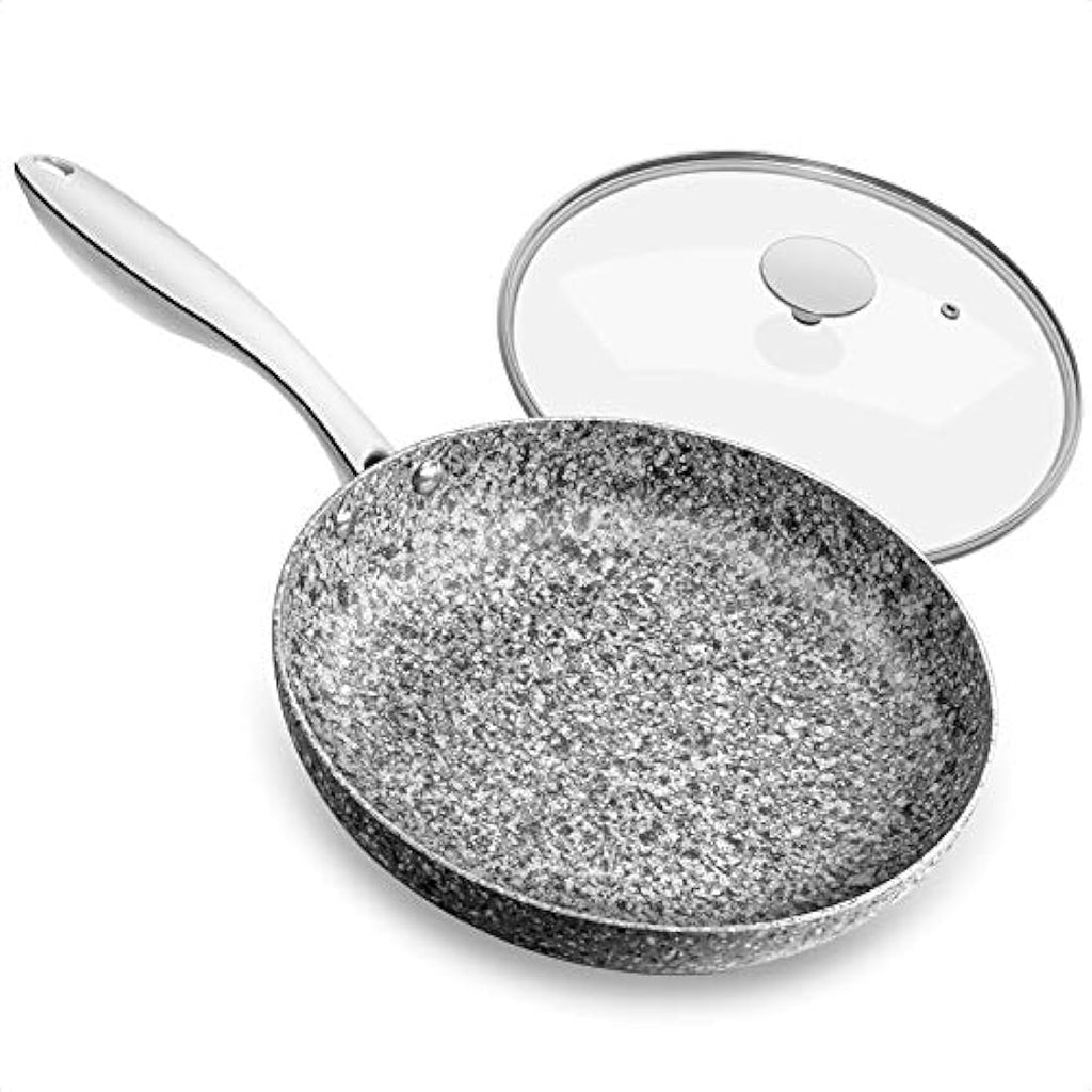Michelangelo 30cm Non Stick Frying Pan with Lid | Granite Stone Skillet